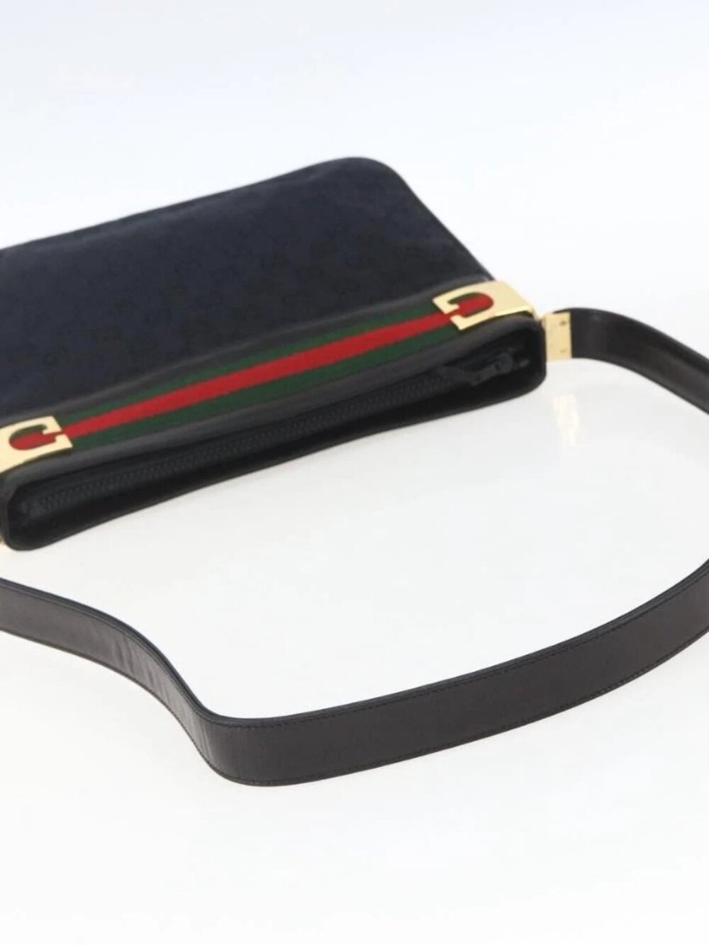 GUCCI GG Canvas Web Sherry Line Shoulder Bag Black Red Green Auth 162953 - Picture 8 of 16